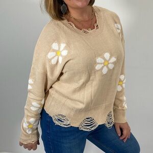 Floral Beige Sweater